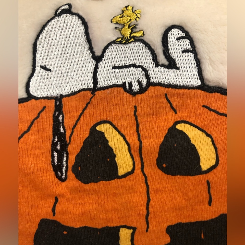 Peanuts Snoopy Halloween Pumpkin Jack O Lantern Long Sleeve Ruffle Top 18M - Picture 4 of 7